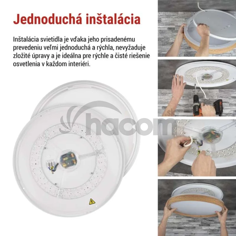 LED nástenné svietidlo ILVI, kruhové 30 W, stmievanie + CCT, drevo