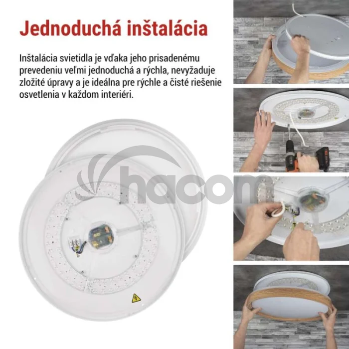 LED nástenné svietidlo ILVI, kruhové 30 W, stmievanie + CCT, drevo