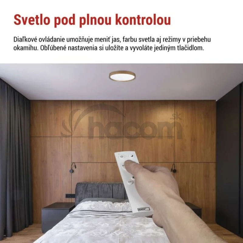 LED nástenné svietidlo ILVI, kruhové 30 W, stmievanie + CCT, drevo