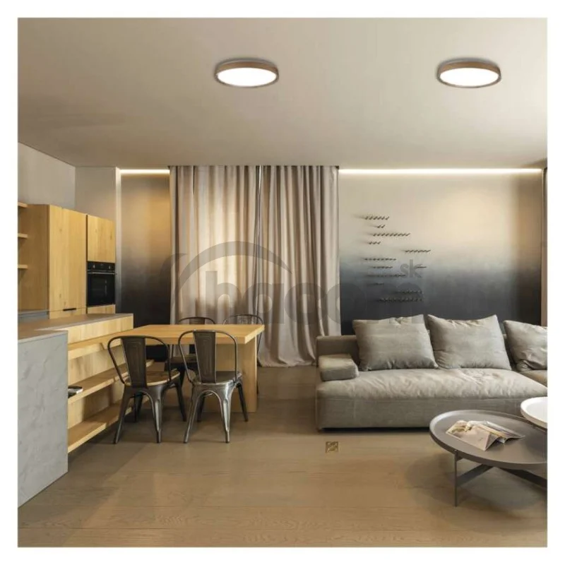 LED nástenné svietidlo ILVI, kruhové 30 W, stmievanie + CCT, drevo