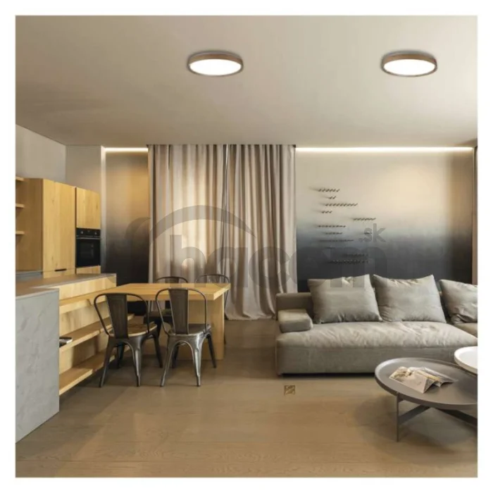 LED nástenné svietidlo ILVI, kruhové 30 W, stmievanie + CCT, drevo