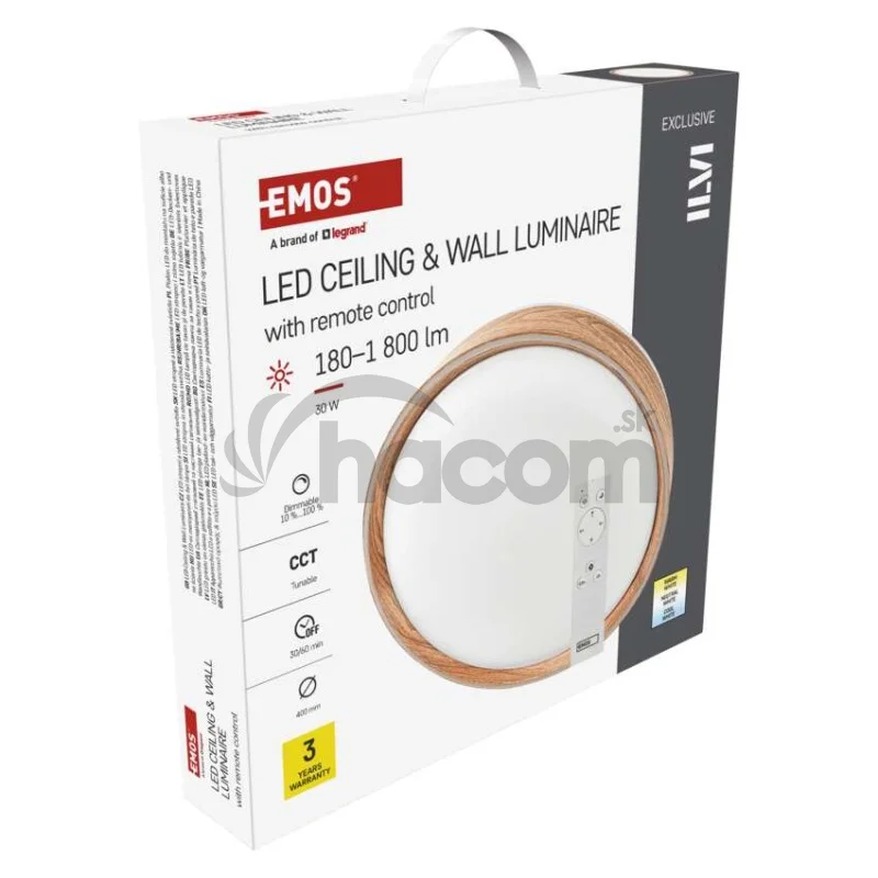 LED nástenné svietidlo ILVI, kruhové 30 W, stmievanie + CCT, drevo