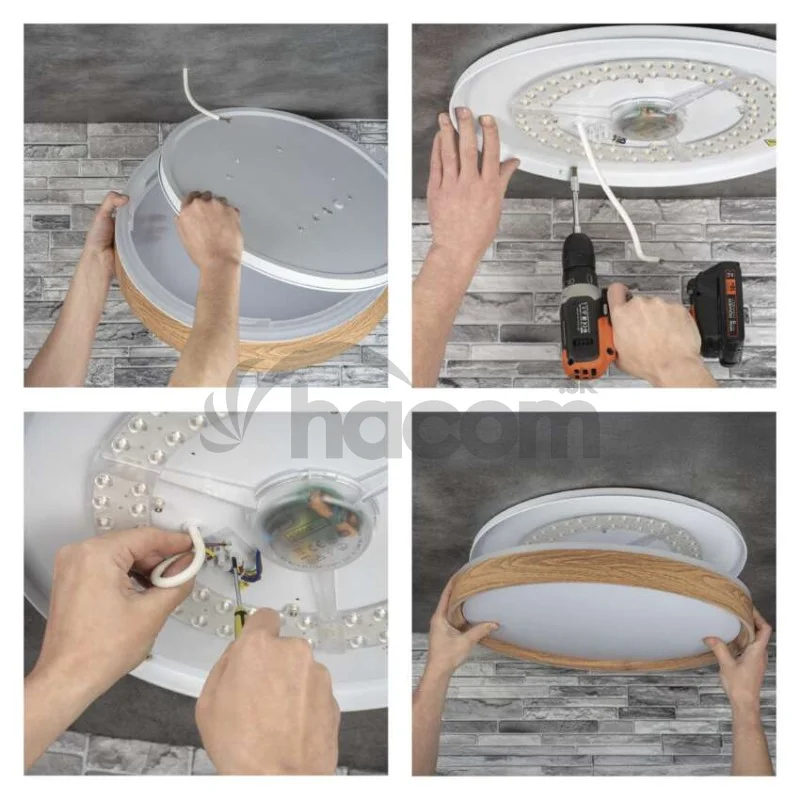 LED nástenné svietidlo ILVI, kruhové 30 W, stmievanie + CCT, drevo