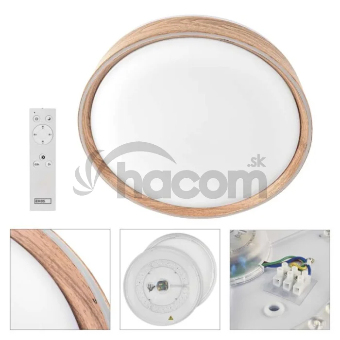 LED nástenné svietidlo ILVI, kruhové 30 W, stmievanie + CCT, drevo
