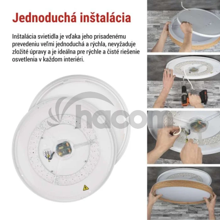 LED nástenné svietidlo ILVI, kruhové 45 W, stmievanie + CCT, drevo