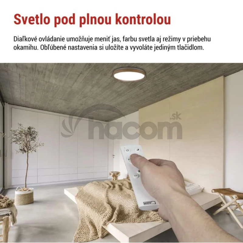LED nástenné svietidlo ILVI, kruhové 45 W, stmievanie + CCT, drevo