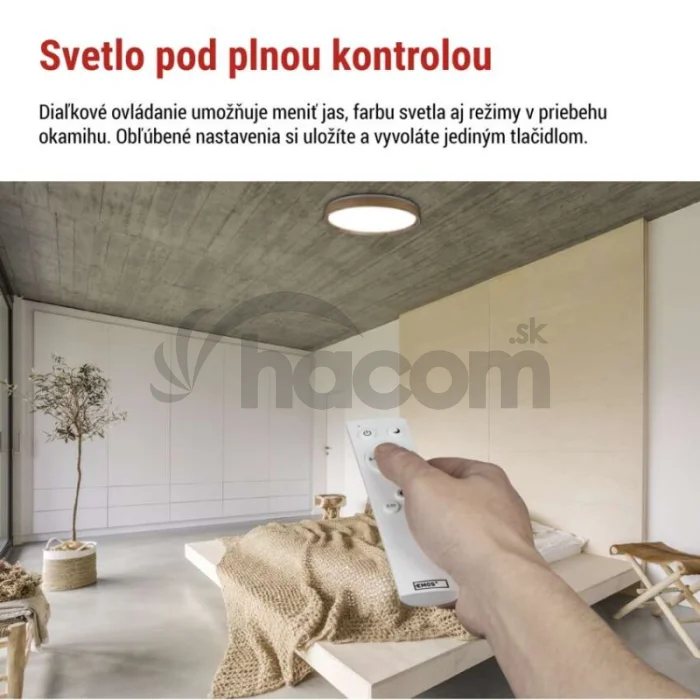 LED nástenné svietidlo ILVI, kruhové 45 W, stmievanie + CCT, drevo