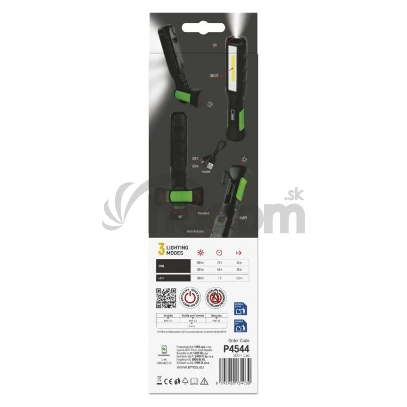 Nabíjacie prac. svietidlo COB LED+LED P4544, 800 lm, 2000 mAh