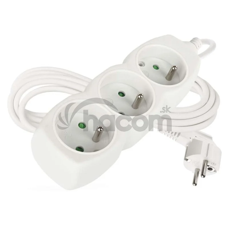 Predlžovací kábel 3 m / 3 zásuvky / biely / PVC / 1,5 mm2