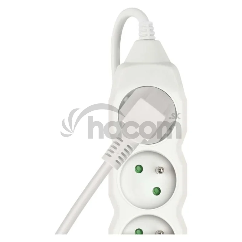 Predlžovací kábel 3 m / 5 zásuviek / biely / PVC / 1 mm2