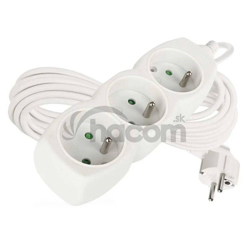 Predlžovací kábel 7 m / 3 zásuvky / biely / PVC / 1,5 mm2