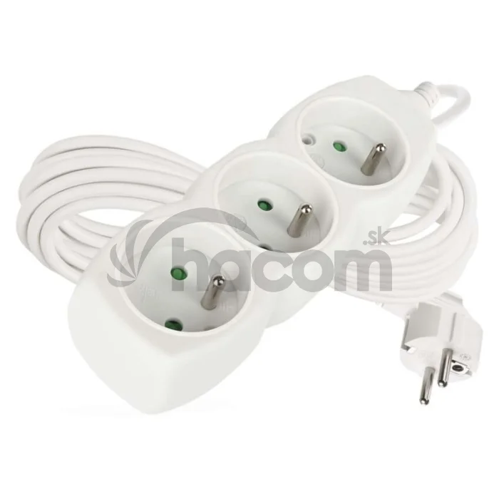 Predlžovací kábel 7 m / 3 zásuvky / biely / PVC / 1,5 mm2