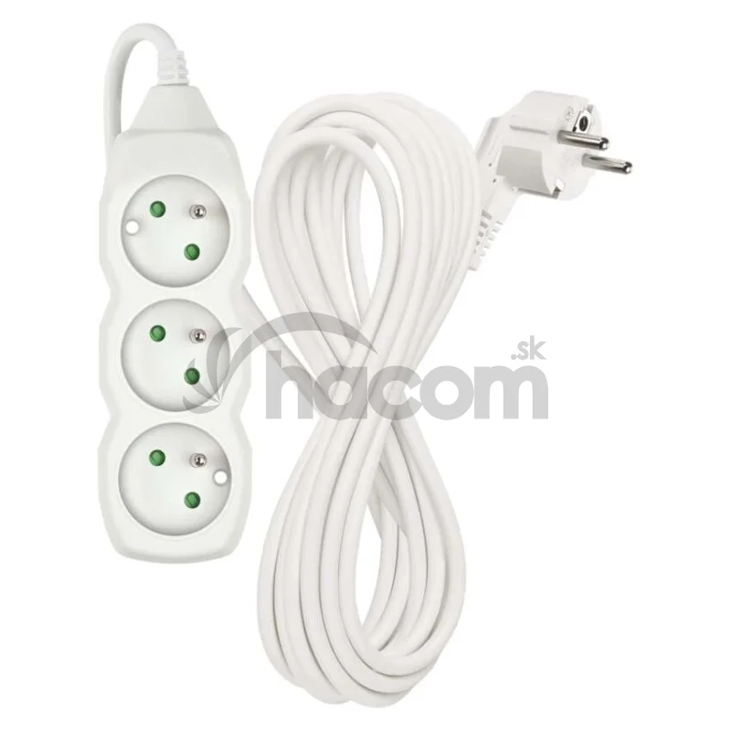 Predlžovací kábel 7 m / 3 zásuvky / biely / PVC / 1,5 mm2