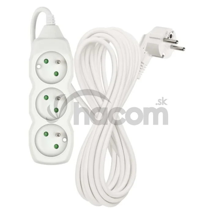 Predlžovací kábel 7 m / 3 zásuvky / biely / PVC / 1,5 mm2