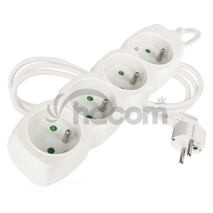 Predlžovací kábel 1,5 m / 4 zásuvky / biely / PVC / 1 mm2