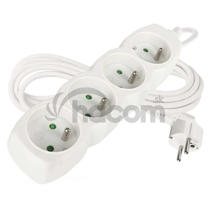 Predlžovací kábel 3 m / 4 zásuvky / biely / PVC / 1 mm2