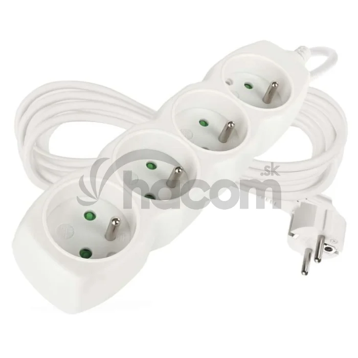 Predlžovací kábel 5 m / 4 zásuvky / biely / PVC / 1,5 mm2