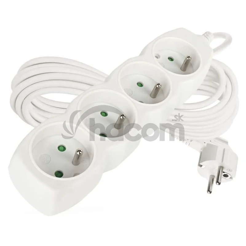 Predlžovací kábel 7 m / 4 zásuvky / biely / PVC / 1,5 mm2