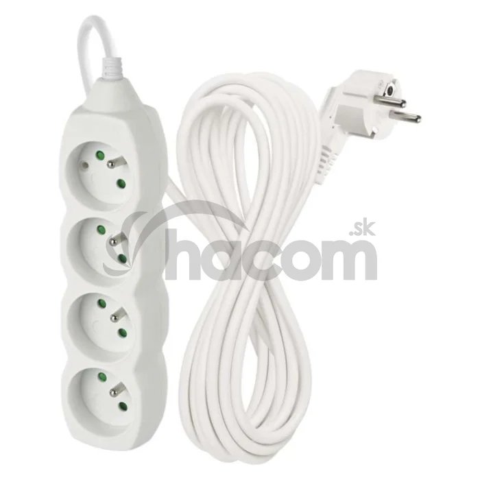 Predlžovací kábel 7 m / 4 zásuvky / biely / PVC / 1,5 mm2