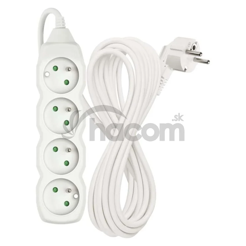 Predlžovací kábel 7 m / 4 zásuvky / biely / PVC / 1,5 mm2