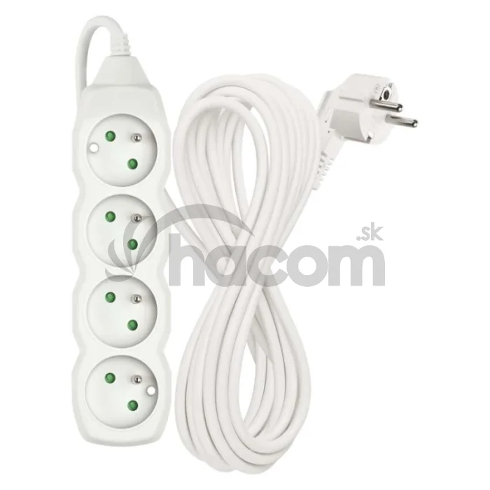 Predlžovací kábel 7 m / 4 zásuvky / biely / PVC / 1,5 mm2