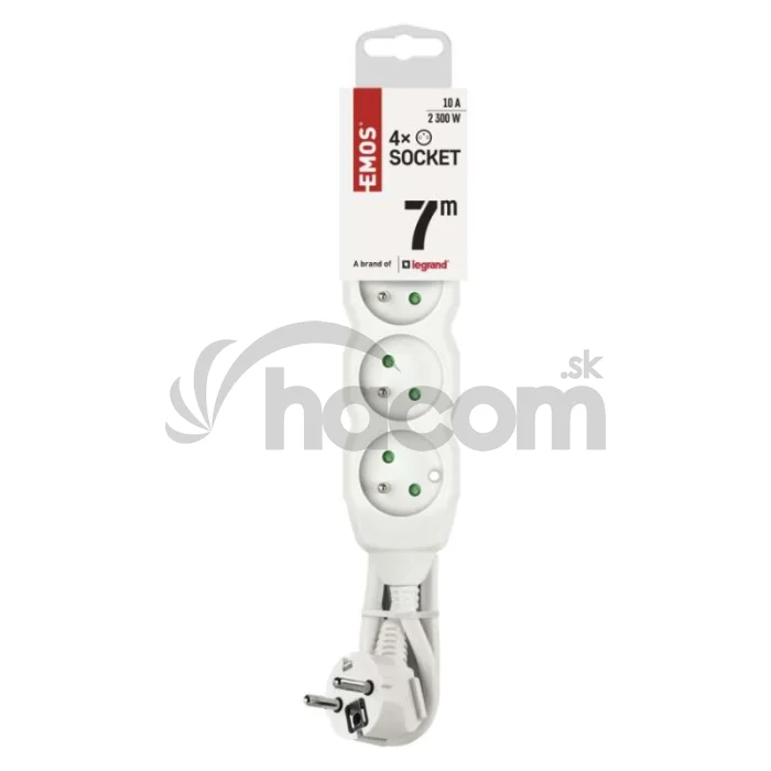 Predlžovací kábel 7 m / 4 zásuvky / biely / PVC / 1 mm2