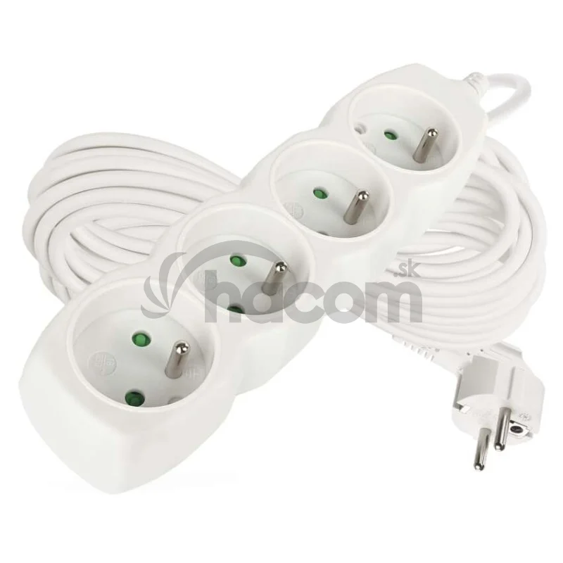 Predlžovací kábel 10 m / 4 zásuvky / biely / PVC / 1 mm2