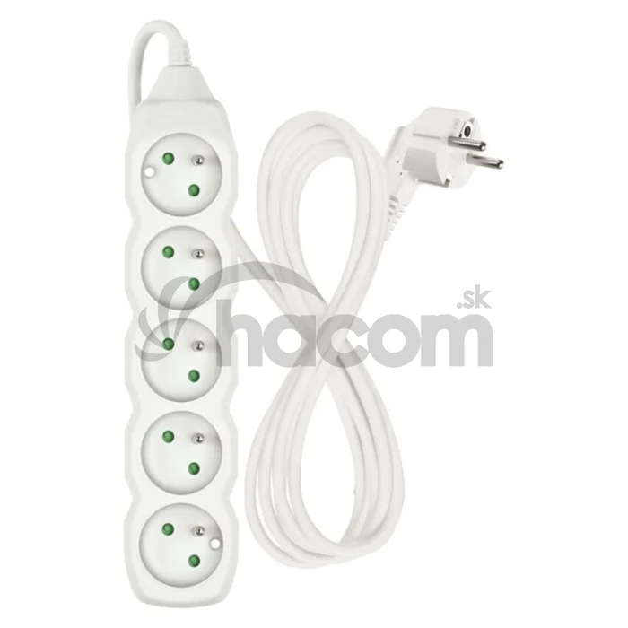 Predlžovací kábel 2 m / 5 zásuviek / biely / PVC / 1 mm2