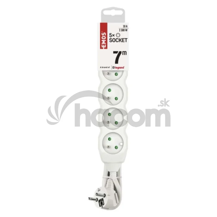 Predlžovací kábel 7 m / 5 zásuviek / biely / PVC / 1 mm2