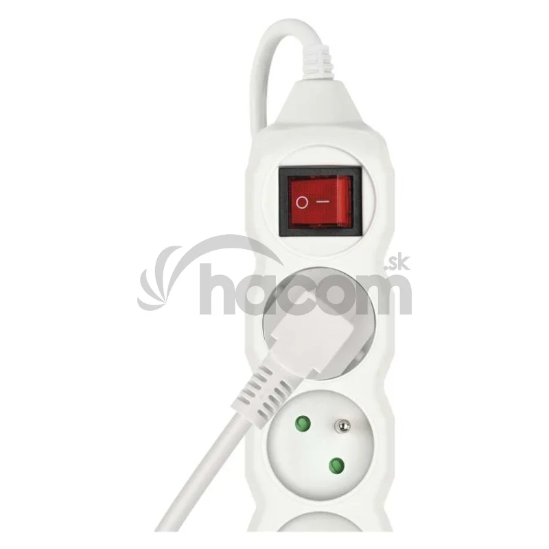 Predlžovací kábel 5 m / 5 zásuviek / s vypínačom / biely / PVC / 1,5 mm2