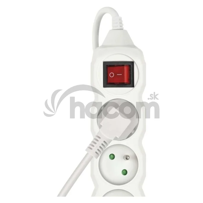 Predlžovací kábel 5 m / 5 zásuviek / s vypínačom / biely / PVC / 1,5 mm2