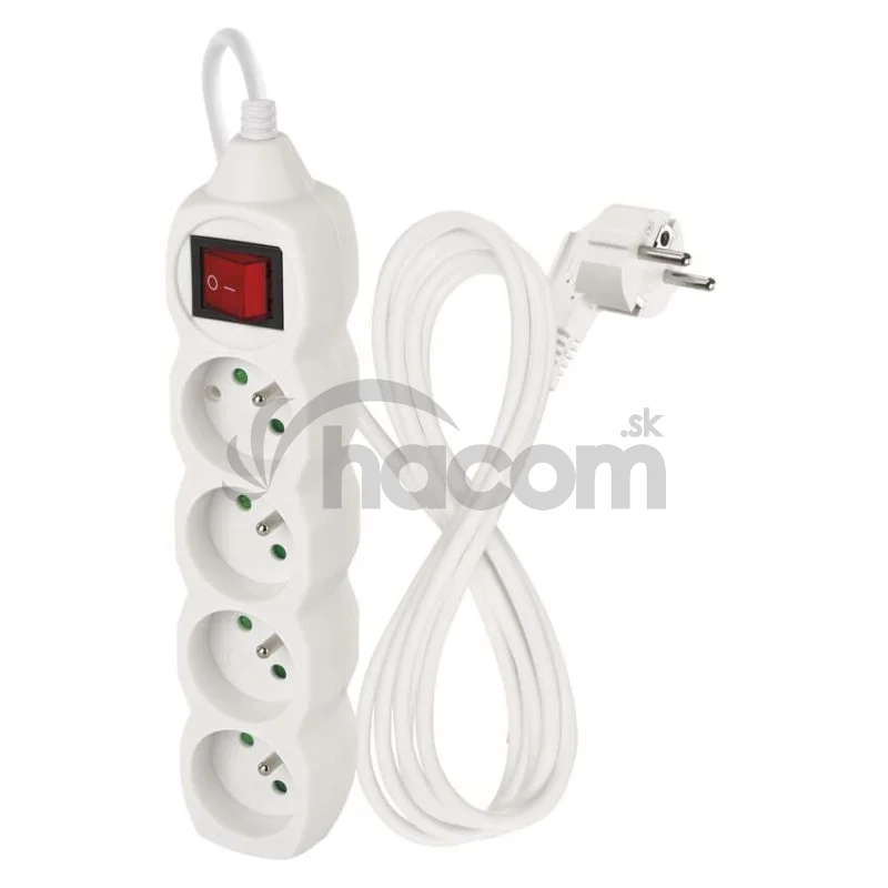 Predlžovací kábel 2 m / 4 zásuvky / s vypínačom / biely / PVC / 1 mm2