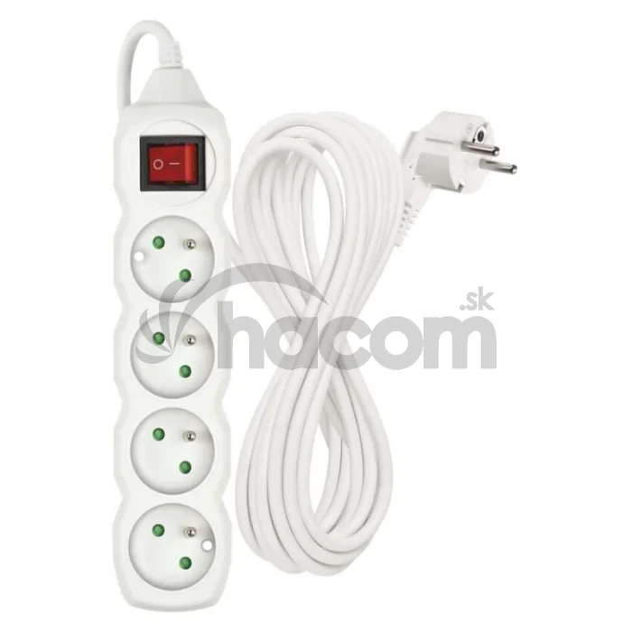 Predlžovací kábel 7 m / 4 zásuvky / s vypínačom / biely / PVC / 1,5 mm2