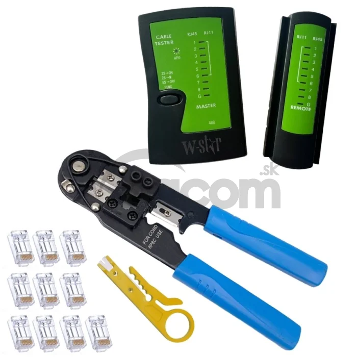 W-Star Sada náradia pre sitárov WS140 tester RJ45, kliešte RJ45, stripovač, 10x RJ45