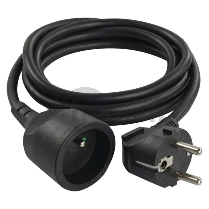 Predlžovací kábel 1,5 m / 1 zásuvka / čierny / PVC / 1 mm2