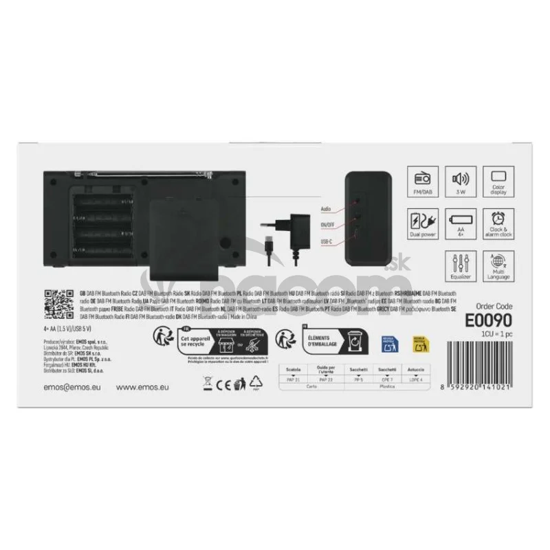 Prenosné rádio s Bluetooth P-600B, DAB / DAB+ / FM, čierne