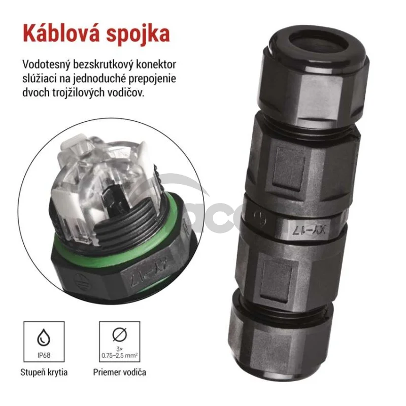 Plastová káblová spojka IP68