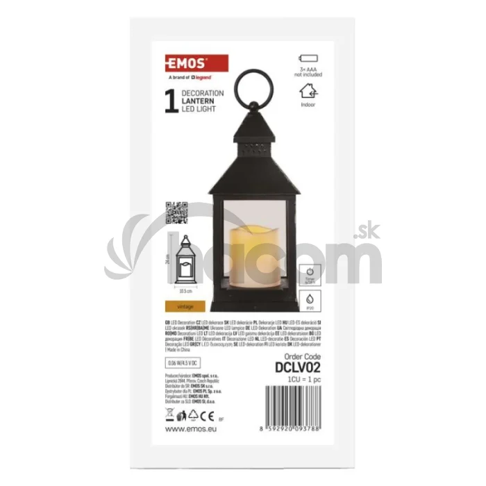 LED dekorácia – lampáš antik čierna blikajúca, 3x AAA, vnútorný, vintage, časovač