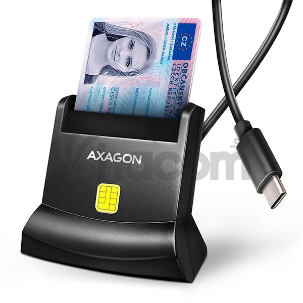 AXAGON CRE-SM4NC, USB-C čítačka kontaktných kariet Smart Card (eObčanka), stojanková, kábel 1,2 m