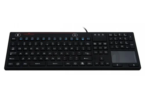 SK314-BL – Priemyselná silikónová antibakteriálna klávesnica s touchpadom podsvietená, CZ, USB, IP68