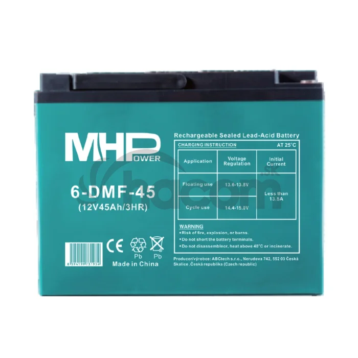 MHPower 6-DMF-45 Trakčná gélová batéria 12V/45Ah, Terminál D3 - M6, Deep Cycle
