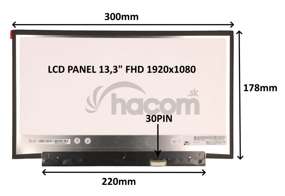 LCD PANEL 13,3" FHD 1920x1080 30PIN MATNÝ / BEZ ÚCHYTOV