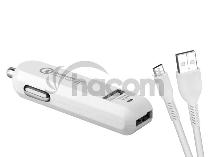 AVACOM CarMAX 2 nabíjačka do auta 2x Qualcomm Quick Charge 2.0, biela farba (micro USB kábel)