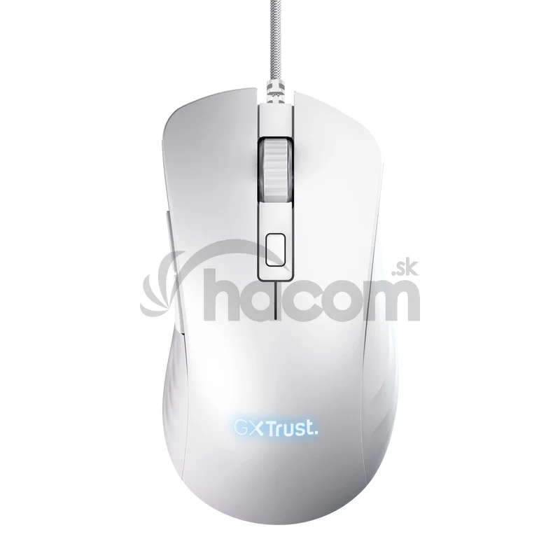 Trust GXT924W YBAR+/Herná/Optická/Pre pravákov/25 600 DPI/Drôtová USB/Biela