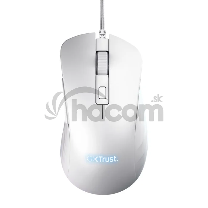 Trust GXT924W YBAR+/Herná/Optická/Pre pravákov/25 600 DPI/Drôtová USB/Biela