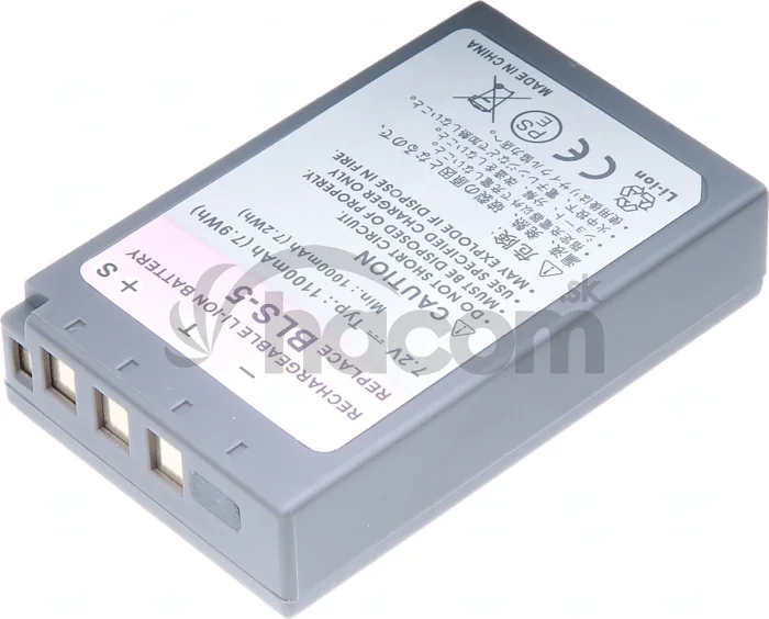 Batéria T6 Power Olympus BLS-5, PS-BLS5, 1100mAh, 7,9Wh, sivá
