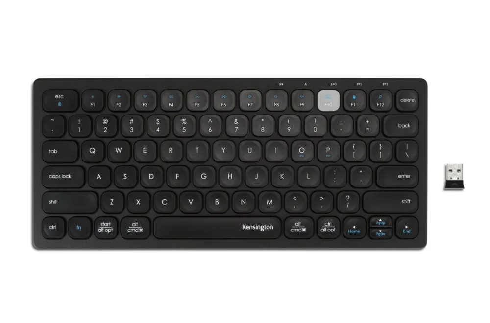 Kensington duálna kompaktná klávesnica pre viac zariadení/Bezdrôtová USB + Bluetooth/UK layout/Čierna