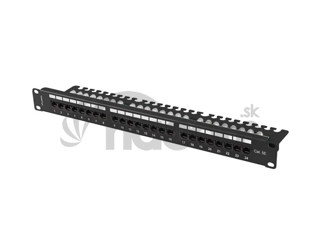 LANBERG PATCH PANEL 24 PORTOV 1U 19" CAT.5E UTP S POLICIOU ČIERNY