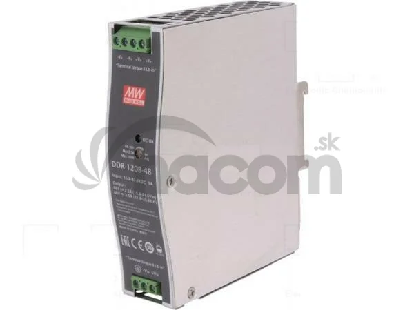 MEANWELL - DDR-120B-48 - Priemyselný menič napätia z 17-34V na 48V 120W na DIN