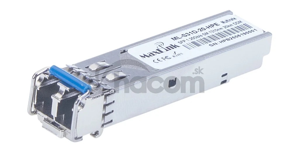 MaxLink 1.25G SFP optický modul HP, SM, 1310nm, 20km, 2x LC konektor, DDM, HPE kompatibilný